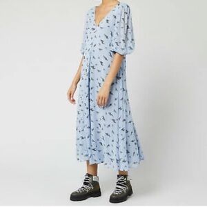 Ganni Sky Blue Floral Midi Dress